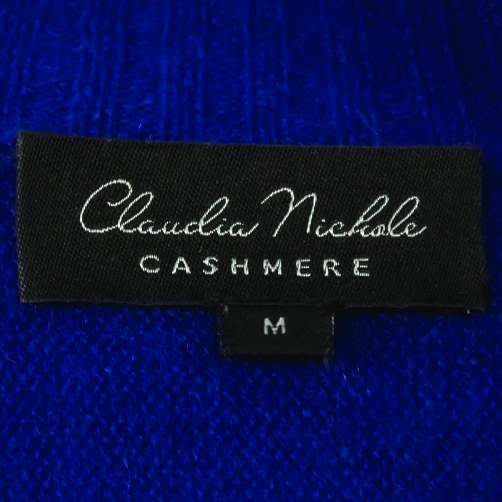 Claudia Nichole Size Medium M Royal Blue V Neck Short Sleeve Cashmere Sweater - Picture 4 of 6